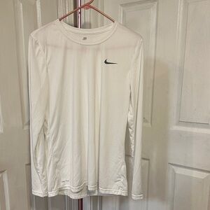 Nike White Dri-FIT Long Sleeve Top
